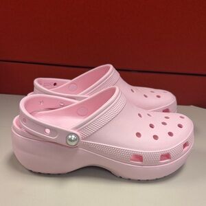 CROCS Light Pink Platform Clogs with pearls Us 8